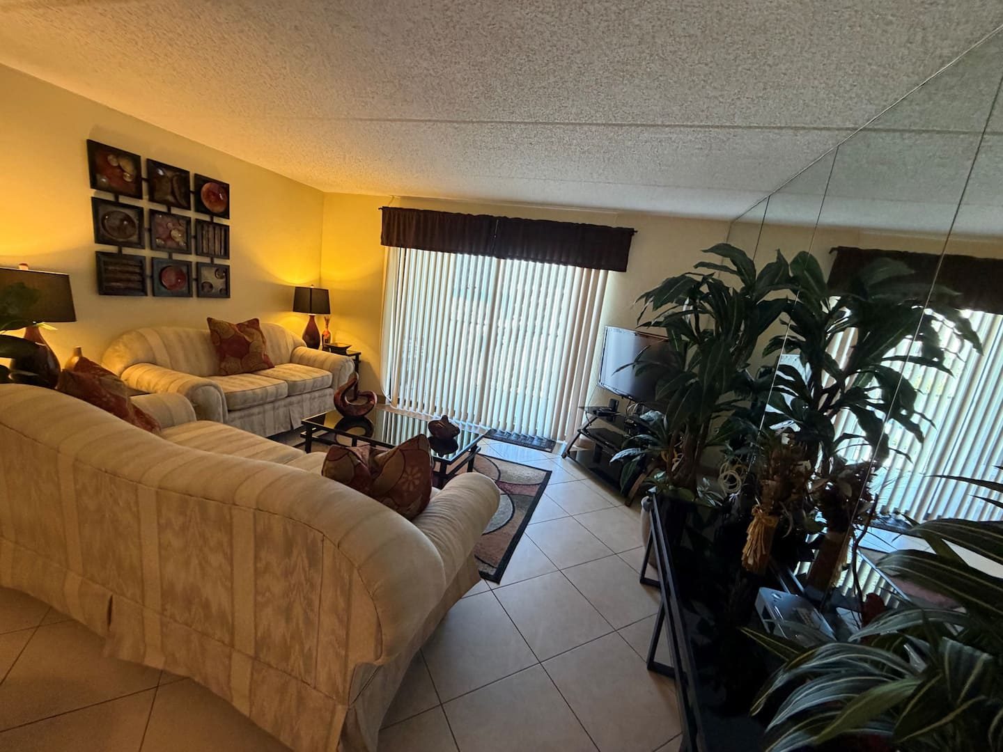 Living room with sliding doors to the balcony
